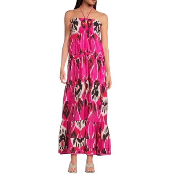 Ro’s Garden Dresses & Skirts - Ro’s Garden Tuckernuck Denise Halter Maxi Dress in Bazaar Pink SZ L NWT